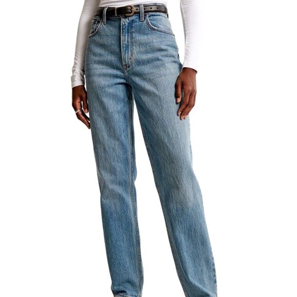 Abercrombie & Fitch The 90's Straight Ultra High Rise Medium Wash Jeans … - Picture 5 of 10
